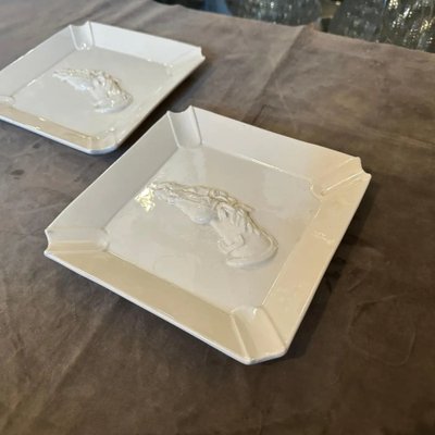 Vintage White Porcelain Horse Ashtrays by Gucci Firenze, 1980s