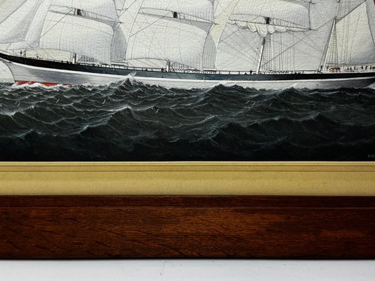 イギリス製グラスペインティング④ ヨットB 額入り 絵画