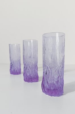 Long Drink Tumbler Glasses & Jug Set in Pale Lilac Bark Glass in