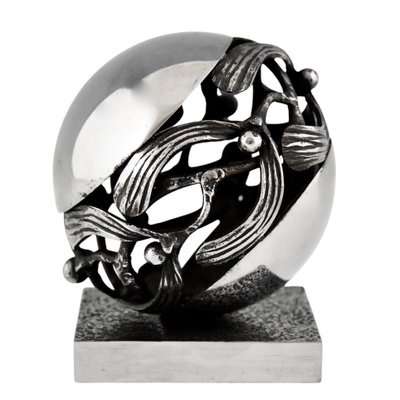 Art Deco Wrought Iron Mistletoe Paperweight by Edgar Brandt