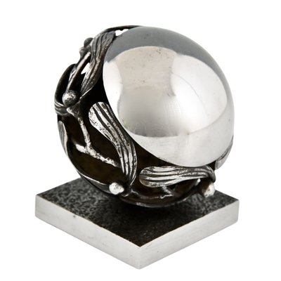 Art Deco Wrought Iron Mistletoe Paperweight by Edgar Brandt