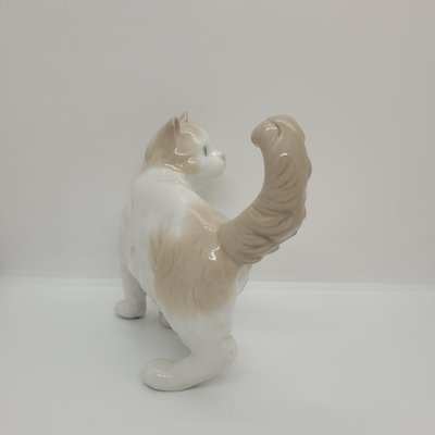 19th Century Enameled Porcelain Cat Figure by Nao for Lladró