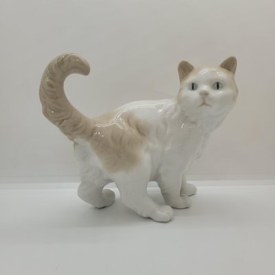 19th Century Enameled Porcelain Cat Figure by Nao for Lladró