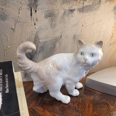 19th Century Enameled Porcelain Cat Figure by Nao for Lladró