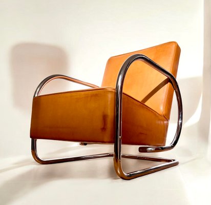 Bauhaus Tubular Steel Cantilever Chair Cognac Leather Club Chair