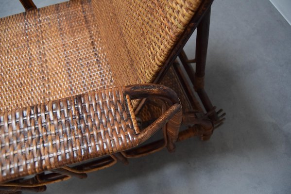 Vintage Bauhaus Stuhl aus Rattan & Bambus mit Fuhocker, Erich Dieckmann  zugeschrieben, 1930 bei Pamono kaufen