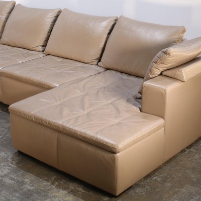 Beige Leather Mezzo Sofa from BoConcept for sale at Pamono
