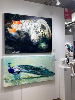 『お祭りうー特価』　Aykid Tiger アイキッド　タイガー　絵画　油絵 Dragon & Tiger Framed Japanese Art Print Kuniyoshi 12x15