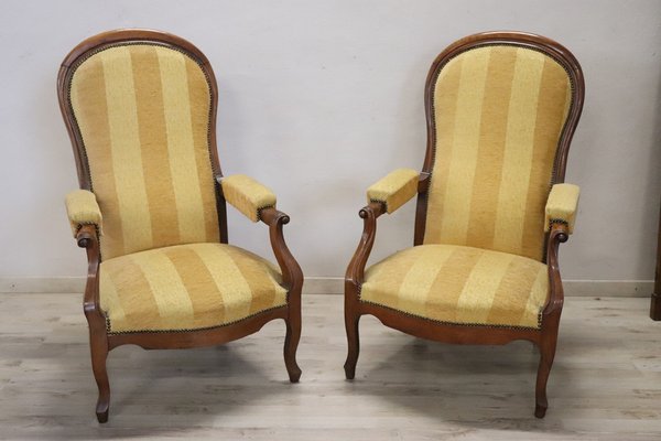 Set di poltrone reclinabili imbottite in noce in vendita su Pamono