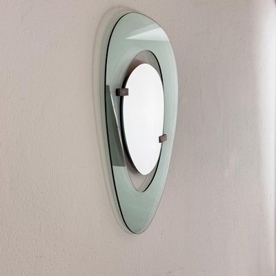 Max Ingrand Asymmetrical Blue Glass Mirror Max Ingrand Asymmetrical Blue Glass Mirror