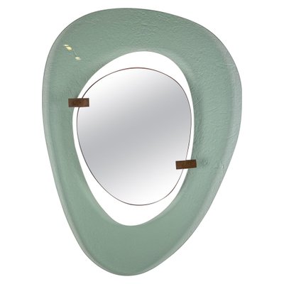 Max Ingrand Asymmetrical Blue Glass Mirror Max Ingrand Asymmetrical Blue Glass Mirror