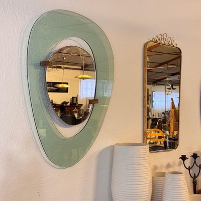 Max Ingrand Asymmetrical Blue Glass Mirror Max Ingrand Asymmetrical Blue Glass Mirror