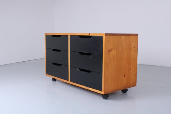 Small Sideboard with Drawers in Black and Pinewood from Ikea, 1980s for  sale at Pamono