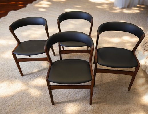 Danish Fire Chair in Teak and Black Leather by Kai Kristiansen