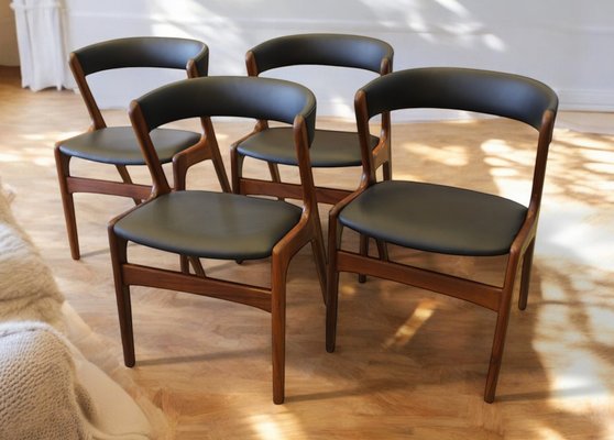 Danish Fire Chair in Teak and Black Leather by Kai Kristiansen
