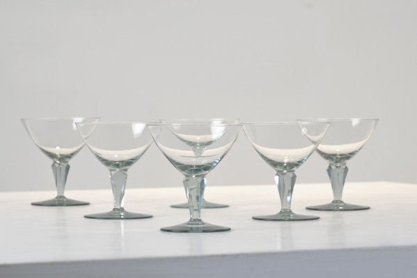 Sherry Glasses by Wilhelm Wagenfeld for VLG Weisswasser, Germany, 1937, Set of 6 for sale at Pamono