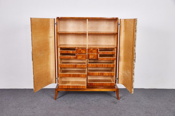 Art Deco Cherrywood and Tapestry Wardrobe attributed to