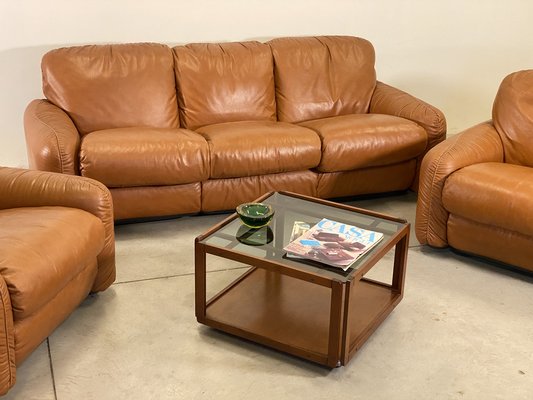 Piumotto Model Leather Sofa by Arrigo Arrigoni for Busnelli, 1970s