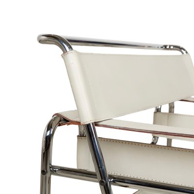 Bauhaus Wassily Chair in Cream Leather by Marcel Breuer for Knoll