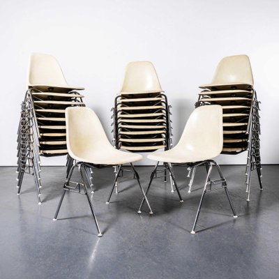 DSS Stacking Off White Fibreglass Dining Chair, 1960s for sale at