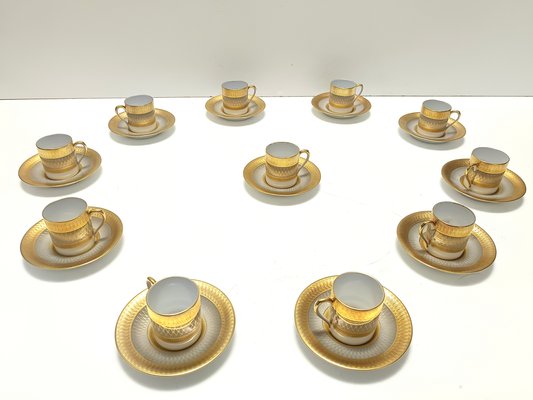 Elf Kaffeetassen aus Porzellan & Reingold von Hutschenreuther, Deutschland, 1960er, 22 Set bei Pamono kaufen