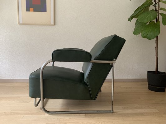 Set of Art Deco Club Chair with Ottoman, 1930s for sale at Pamono