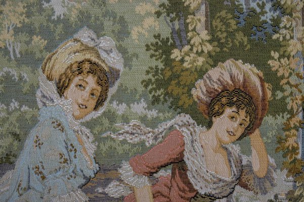 Vintage French Tapestry Gallant Scene by JP Paris Panneaux