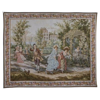 Tapisserie Murale Vintage Française - Motif Floral Et Chasse - Gobelins 130x94 Cm