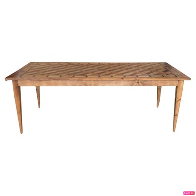Table De Salle à Manger En Bois Massif Des Années 1930 - Authentique Et Rectangulaire