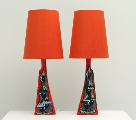 Italian Ceramic Table Lamps 1950s Set Of 2