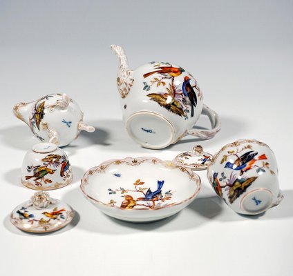 Meissen Tea Service with Bird and Insect Painting and Gold
