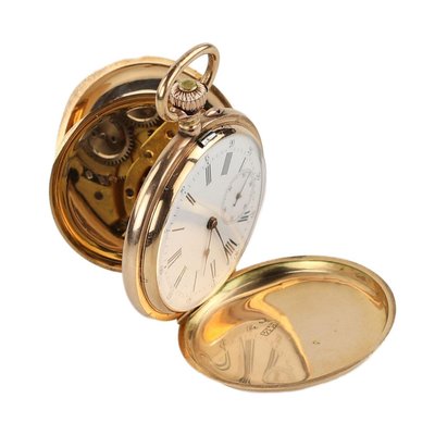 Montre De Poche Vintage 27 Mm - Émail, Chaîne Et Vrille Couleur Or - Neuf Sans étiquette