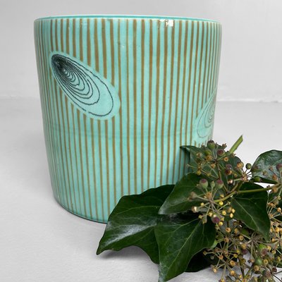 Vintage Turquoise Glazed Ceramic Hibachi Planter, Japan, 1970s for