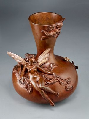 Art Nouveau Bronze Vase by Louis-Ernest Barrias & Barbedienne, 1800s for sale at Pamono