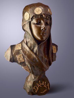 Emmanuel Villanis, Large Art Nouveau Dalila Bust, 1890s-1910s