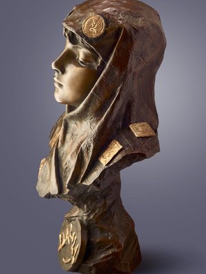 Emmanuel Villanis, Large Art Nouveau Dalila Bust, 1890s-1910s