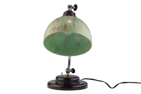 Vintage Art Deco Desk Lamp With Green Bakelite Shade For Sale At