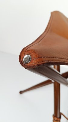 Tabouret Tripode En Frêne Massif Et Cuir De Vachette - Nordic Wolf Germany - Neuf