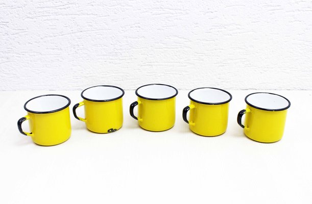 Enameled Metal Cups, 1980s, Set of 5 for sale at Pamono