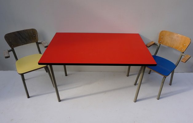 Vintage Children S School Desk And Chairs Set By Van Der Vintage Children S School Desk And Chairs Set By Van Der Meeren For Tubax 1
