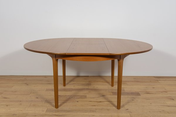 Mid-Century Round Teak Extendable Dining Table from Nathan