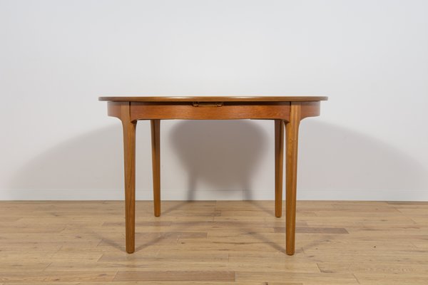 Mid-Century Round Teak Extendable Dining Table from Nathan