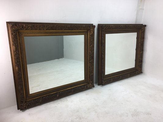 19th Century Dutch Feather Framed Wall Mirrors Set Of 2 For At Pamono - Gray Wall Mirror Set