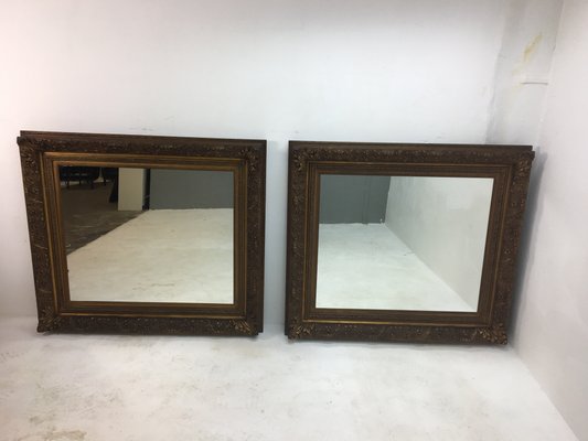 19th Century Dutch Feather Framed Wall Mirrors Set Of 2