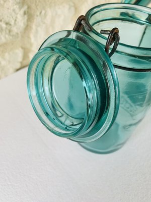 Bocal En Verre Solidex 1 Litre Vert - Ancien - Vintage - Occasion Fonctionnel