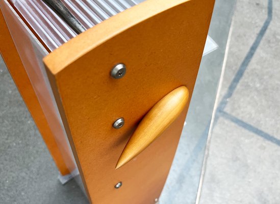 Postmodern CD Rack Tower in Wood, Metal and Plastic from Ezech