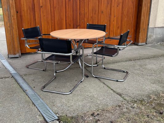 Italian Round Effezeta Dining Table with Chairs, 1990s, Set of 5