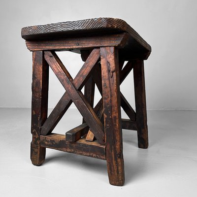 Vintage Japanese Wooden Stool, 1920s for sale at Pamono