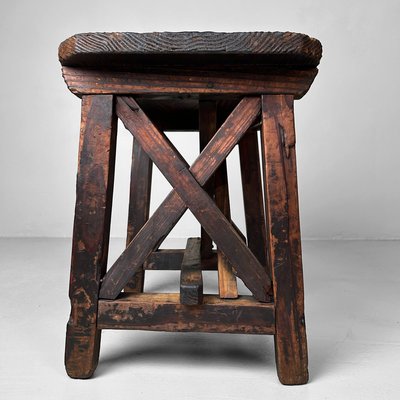 Vintage Japanese Wooden Stool, 1920s for sale at Pamono