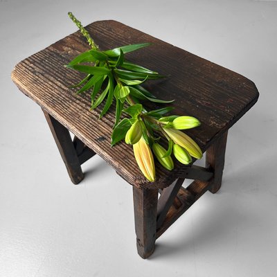 Vintage Japanese Wooden Stool, 1920s for sale at Pamono